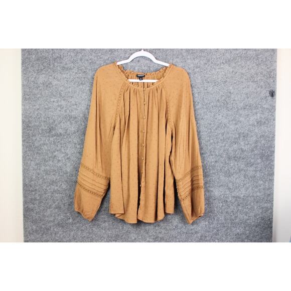 torrid Tops - Torrid Chiffon Peasant 3/4 Sleeve Women's 2X Raglan Blouse Tobacco Brown Boho